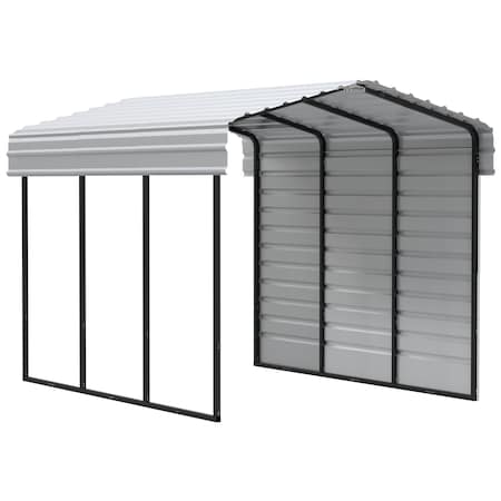 Arrow Storage Products Galvanized Steel Carport, W/ 1-Sided Enclosure, Compact Car Metal Carport Kit, 10'x15'x9', Eggshell CPH101509ECL1